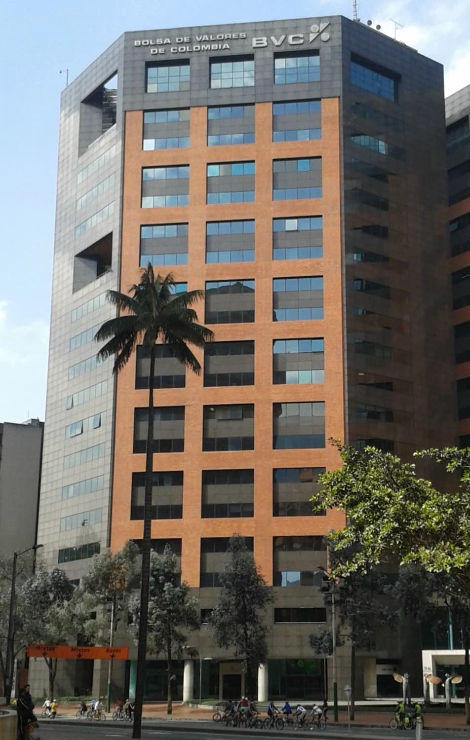 The building of the Bolsa de Valores de Colombia, a stock exchange in Bogota, Colombia.