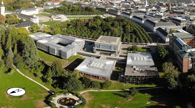 Aerial view of the Bundesverfassungsgericht, the Federal Constitutional Court, in Karlsruhe.