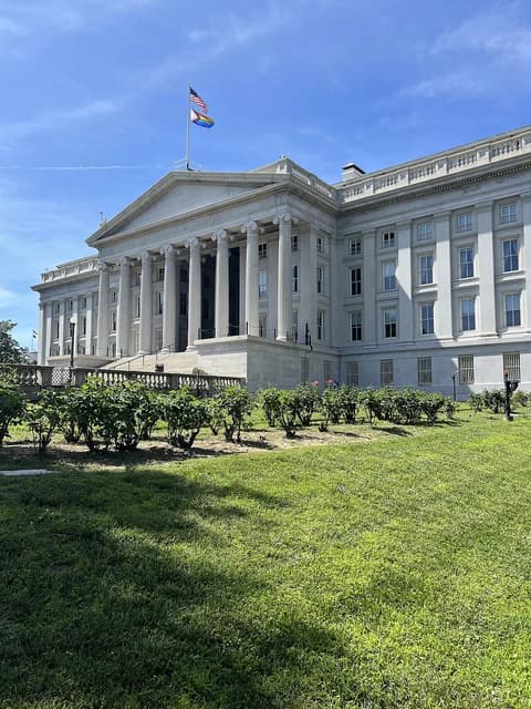 Exterior of the United States Treasury Department Building in Washington D.C.