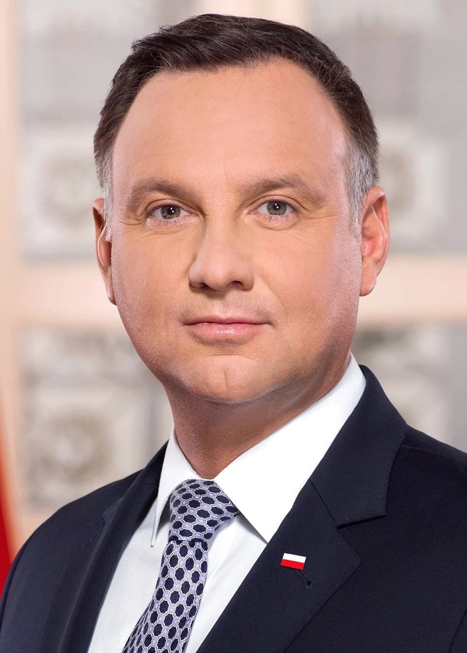 Andrzej Duda, President of Poland, looks directly at the camera in a formal portrait.