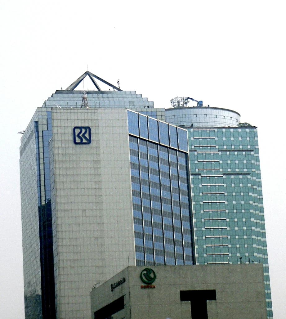 Exterior of the Bank Rakyat Indonesia (BRI) building and GKBI in Jakarta.