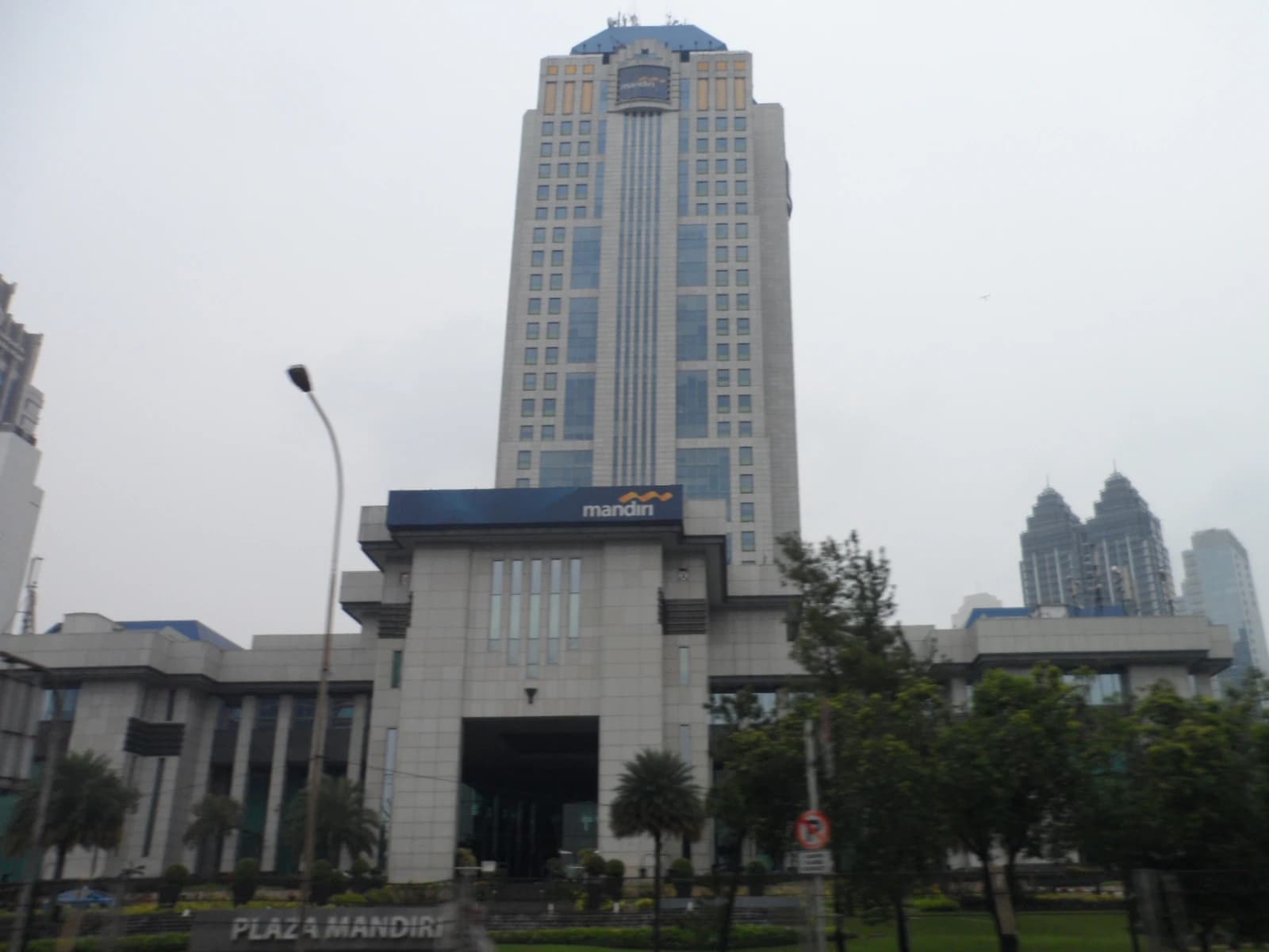 Exterior shot of the Bank Mandiri headquarters building in Jakarta, Indonesia.