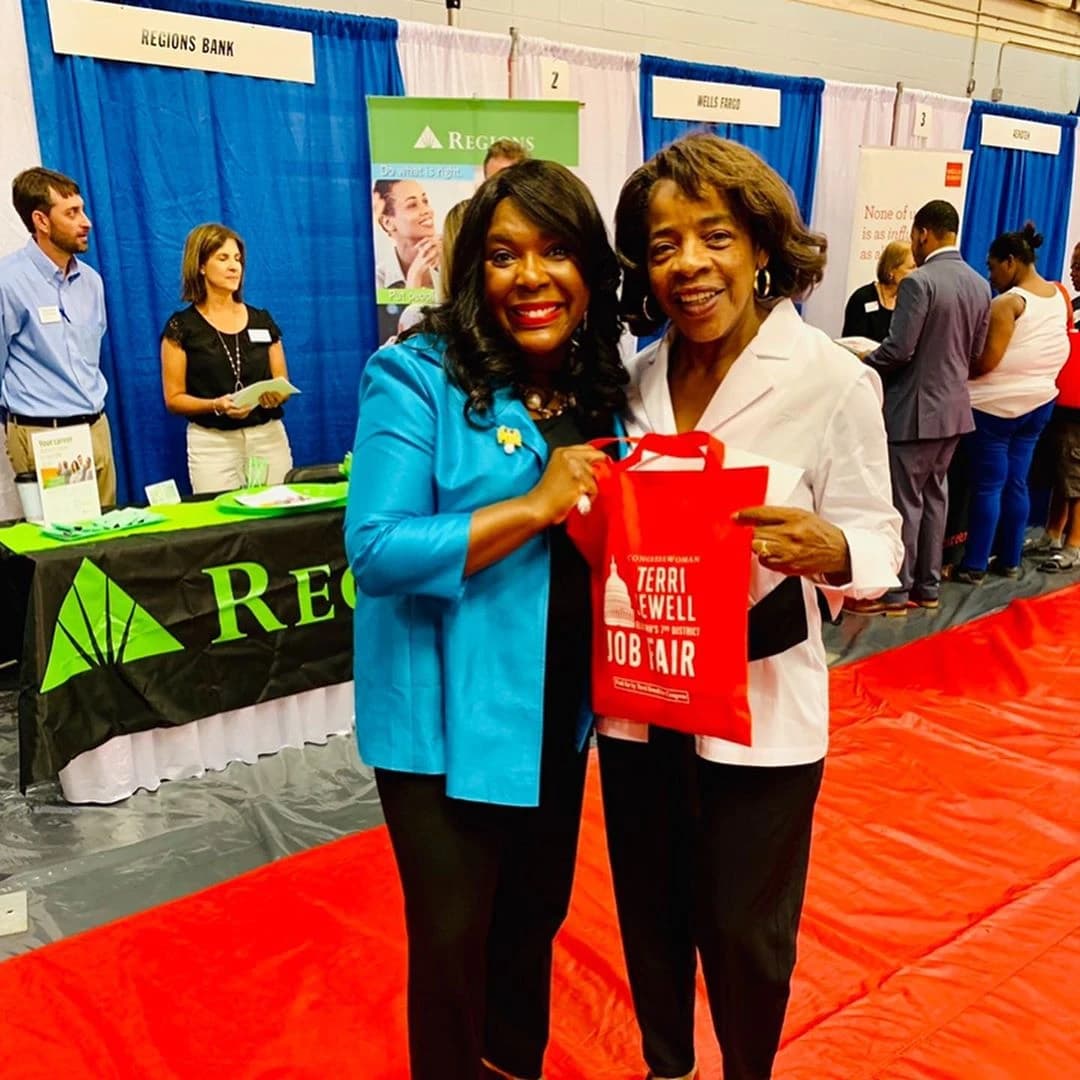 Congresswoman Terri Sewell attending a job fair at Wallace Community College.