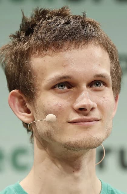Vitalik Buterin, co-founder of Ethereum, wearing a headset microphone.