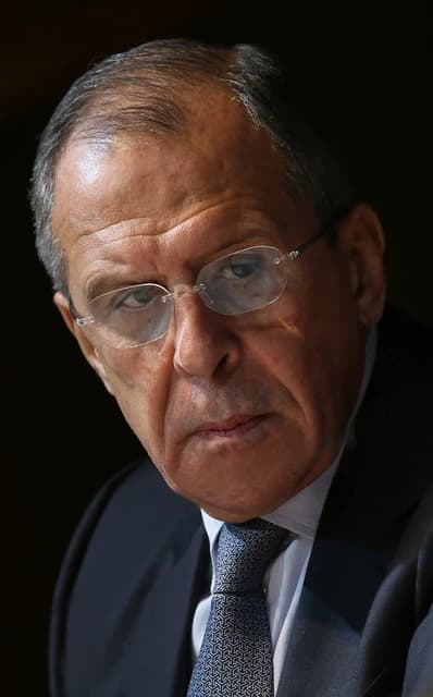 Sergey Lavrov, Minister of Foreign Affairs of Russia, looking towards the viewer.