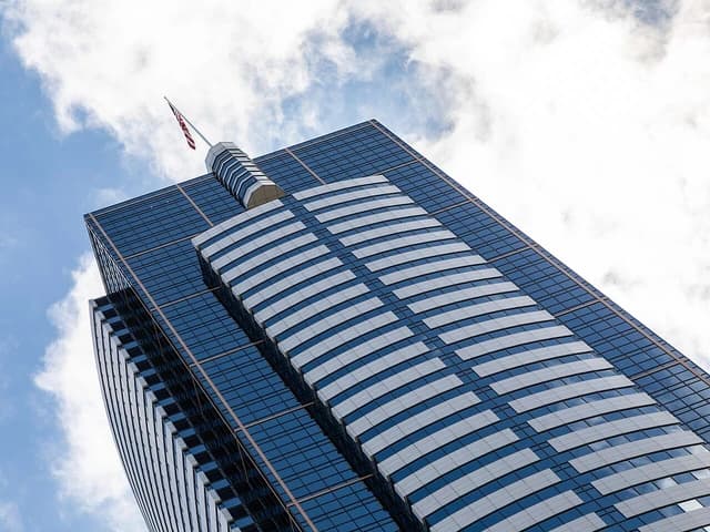 Exterior view of HomeStreet Bank Headquarters skyscraper in Seattle, Washington.