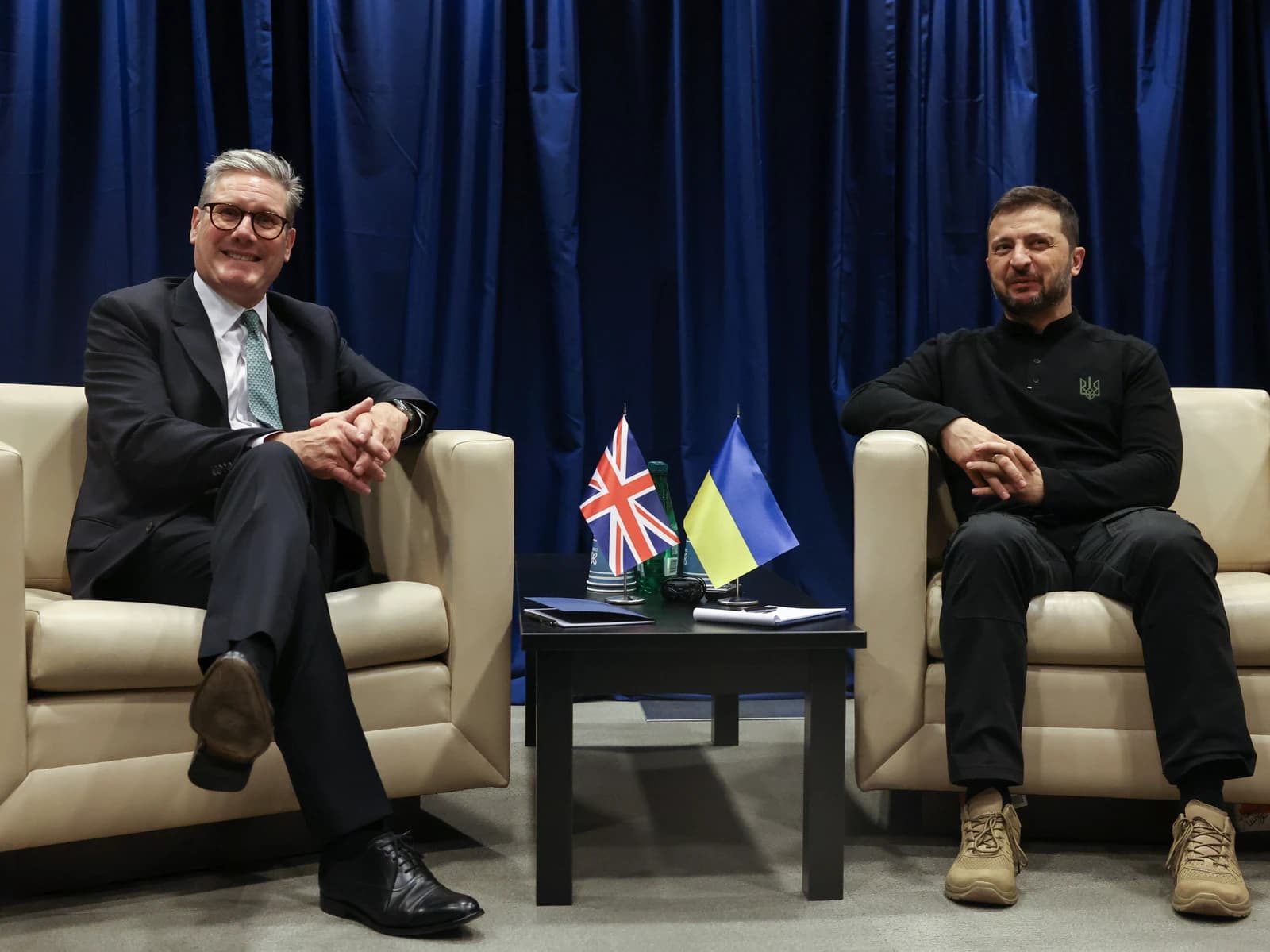 President of Ukraine Volodymyr Zelenskyy meeting UK Prime Minister Keir Starmer in New York City.