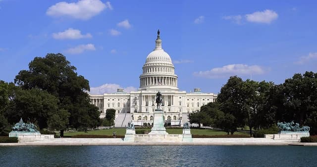 United States Capitol Building and Ulysses S. Grant Memorial on Capitol Hill.