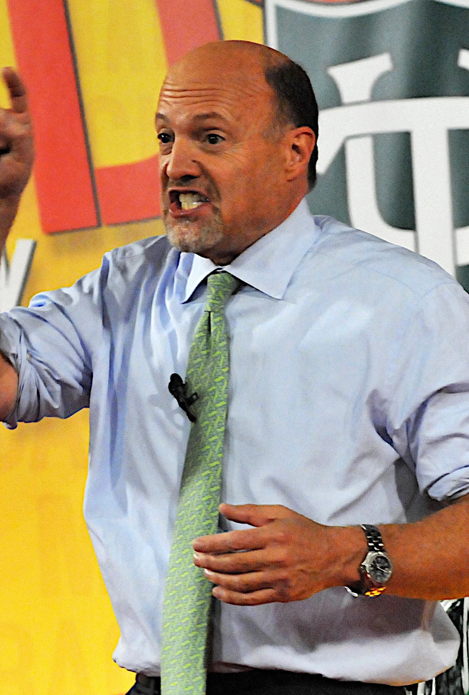 Jim Cramer, financial television personality, speaking passionately to an audience.
