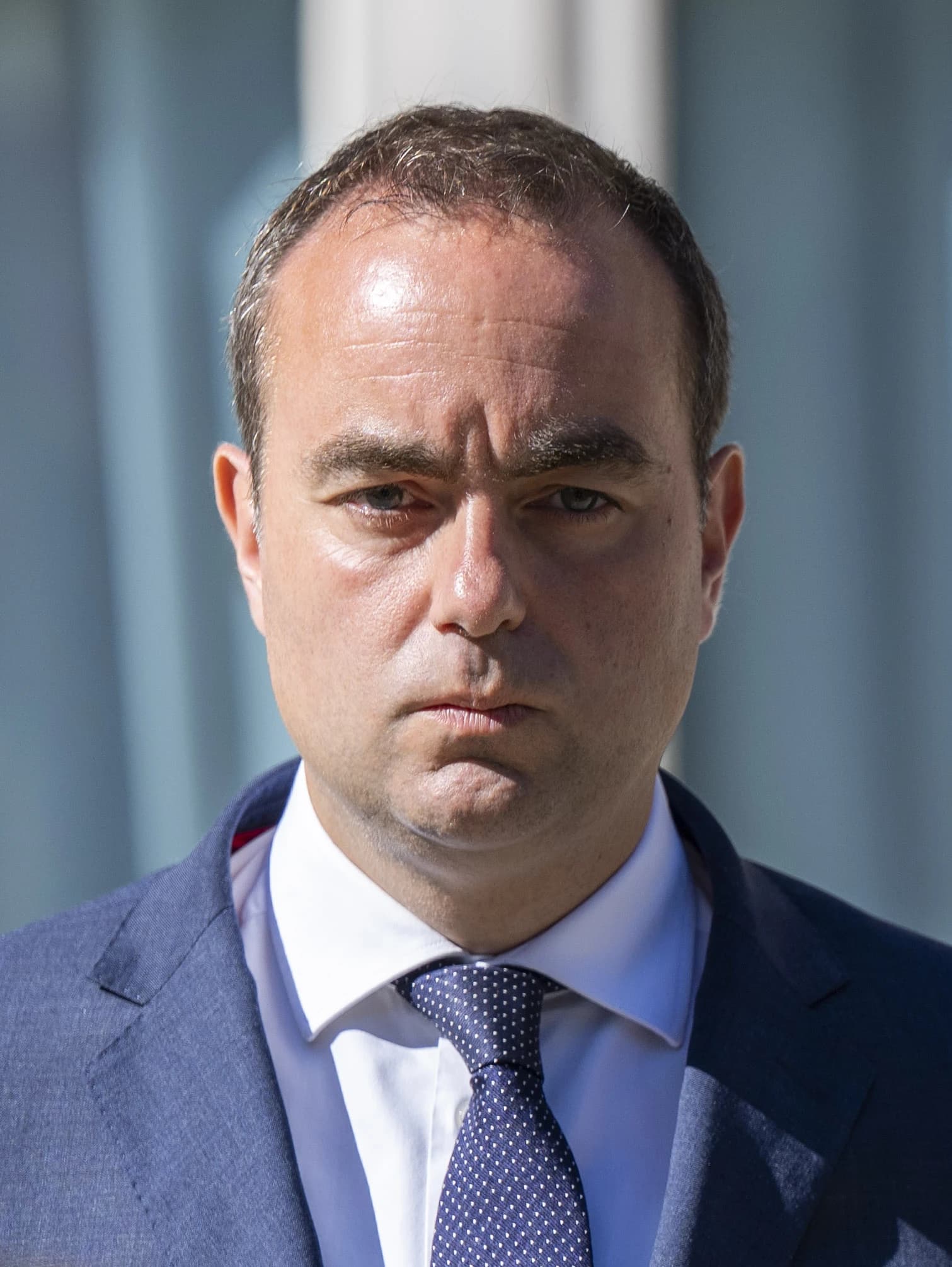 Sébastien Lecornu, French Minister of the Armed Forces, looking directly at the camera.