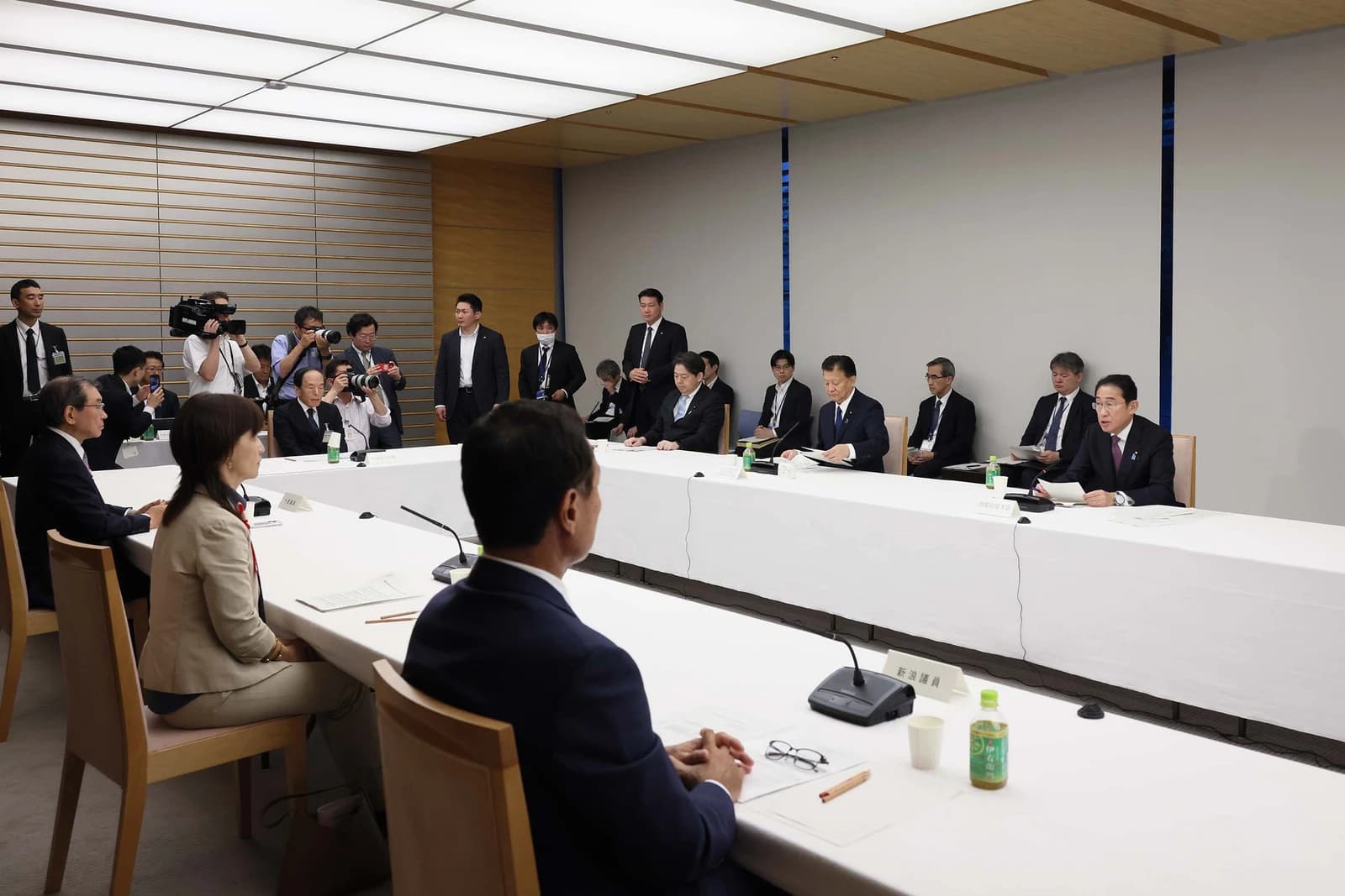 Fumio Kishida, Prime Minister of Japan, speaking at a meeting with other officials.