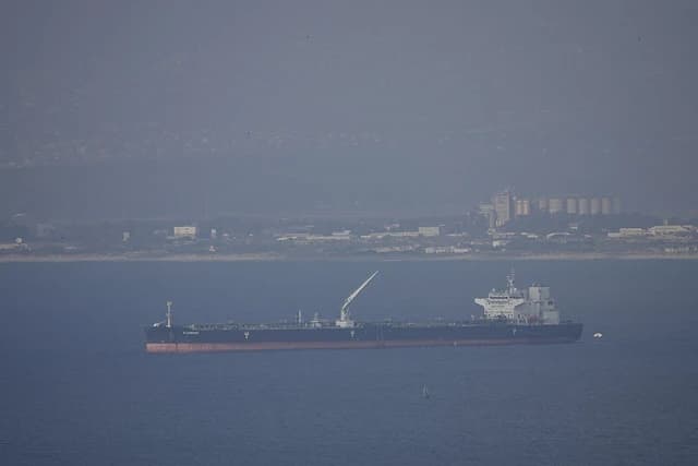 Oil tanker ship 'Alkinoos' at the anchorage of the Port of Haifa, Israel.