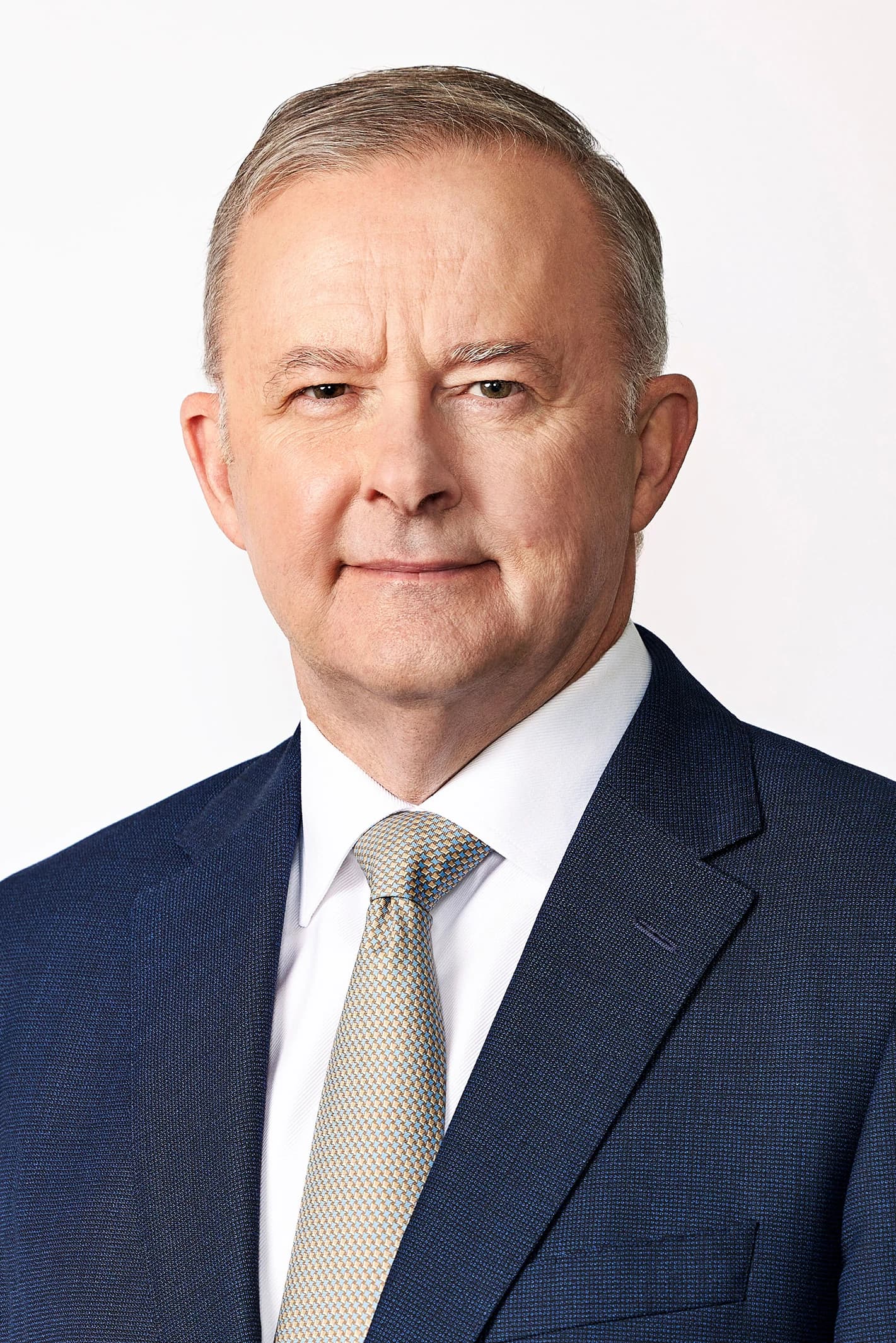 Anthony Albanese, Leader of the Australian Labor Party, looking forward in a headshot.