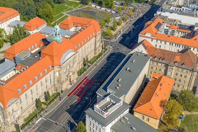 Aerial view of the Bundesministerium für Wirtschaft und Energie building in Berlin, Germany.