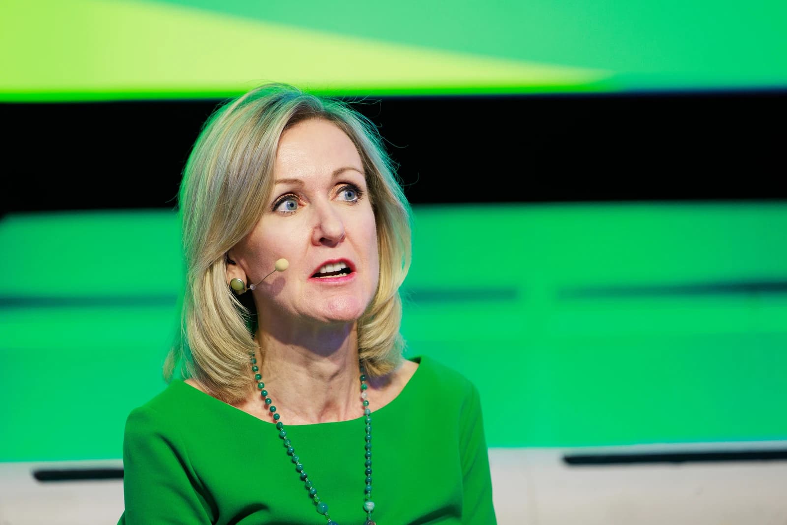 Kadri Simson, European Commissioner, participating in a panel discussion.
