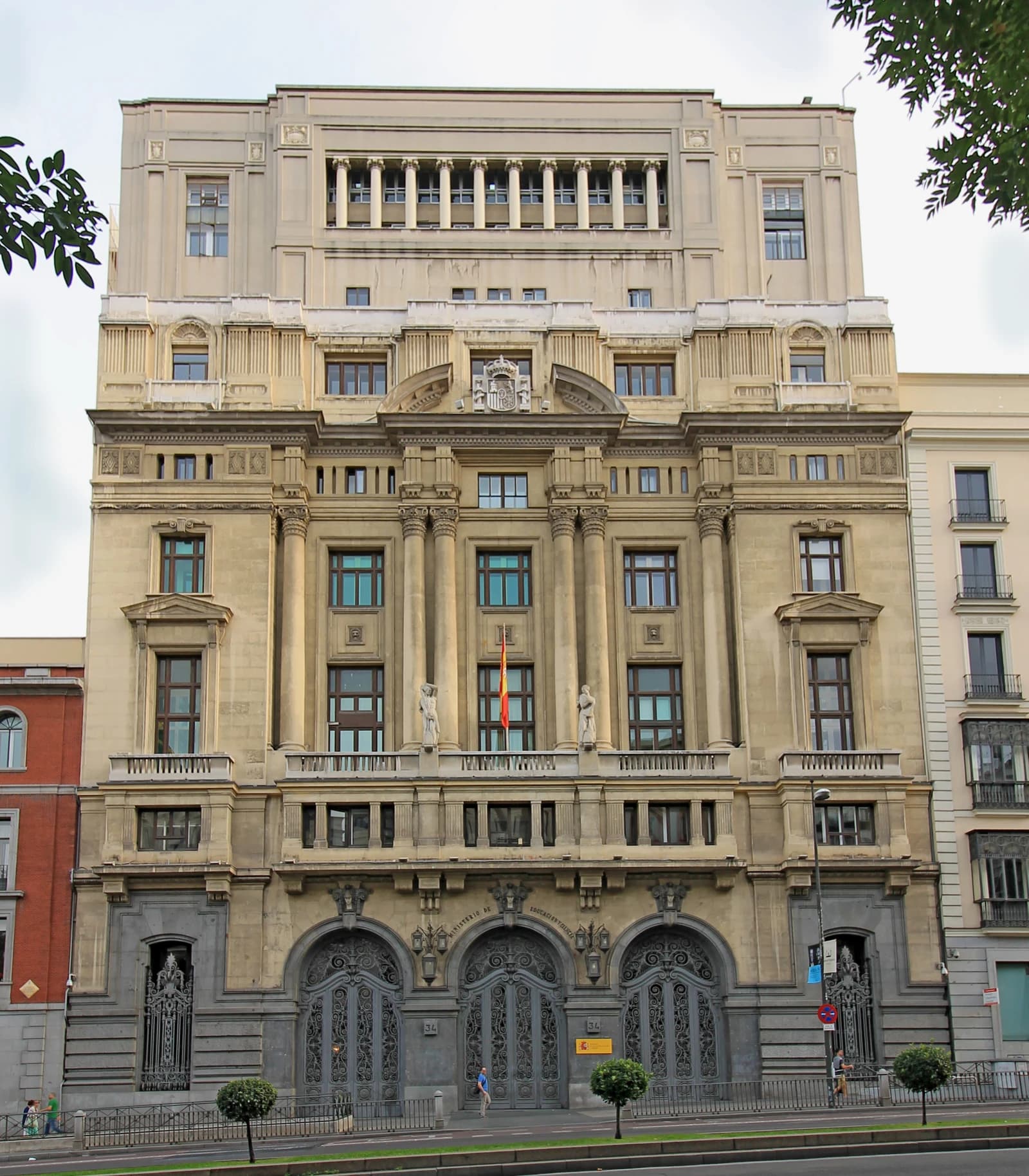 Exterior facade of the Ministry of Education of Spain building in Madrid.
