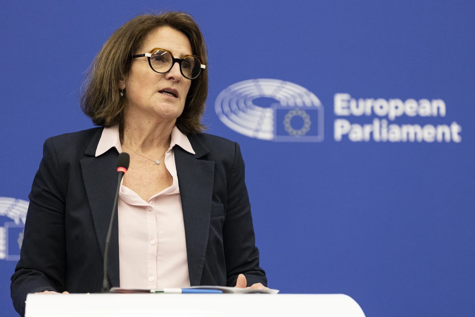 Teresa Ribera, Executive Vice-President of the European Commission, speaking at a press conference.