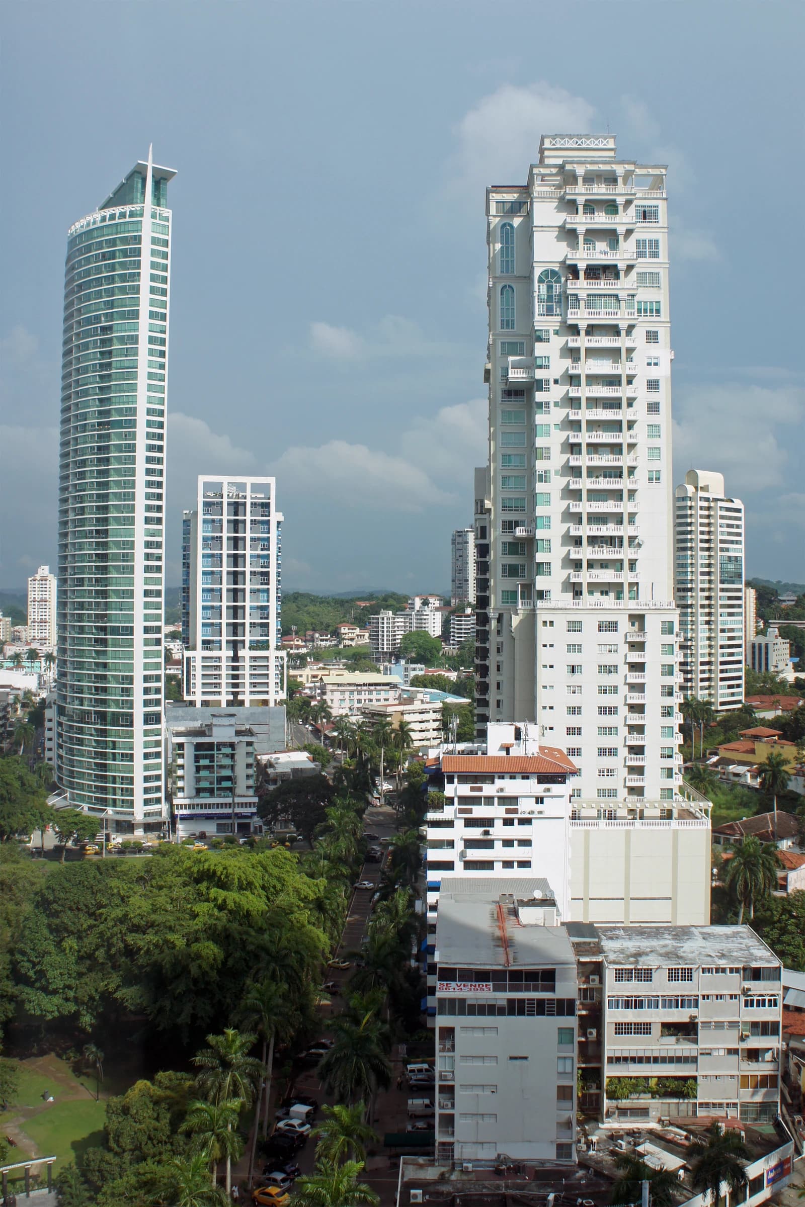 Several high-rise residential buildings dominate the skyline of Panama City.