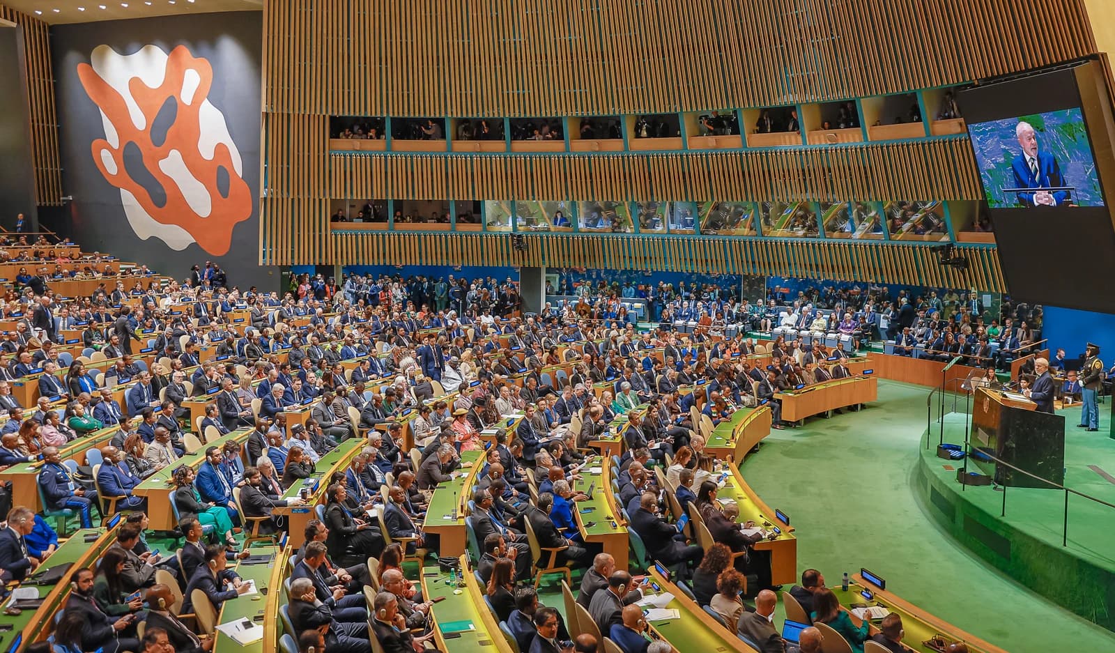Brazilian President Lula da Silva speaks at the United Nations General Assembly.