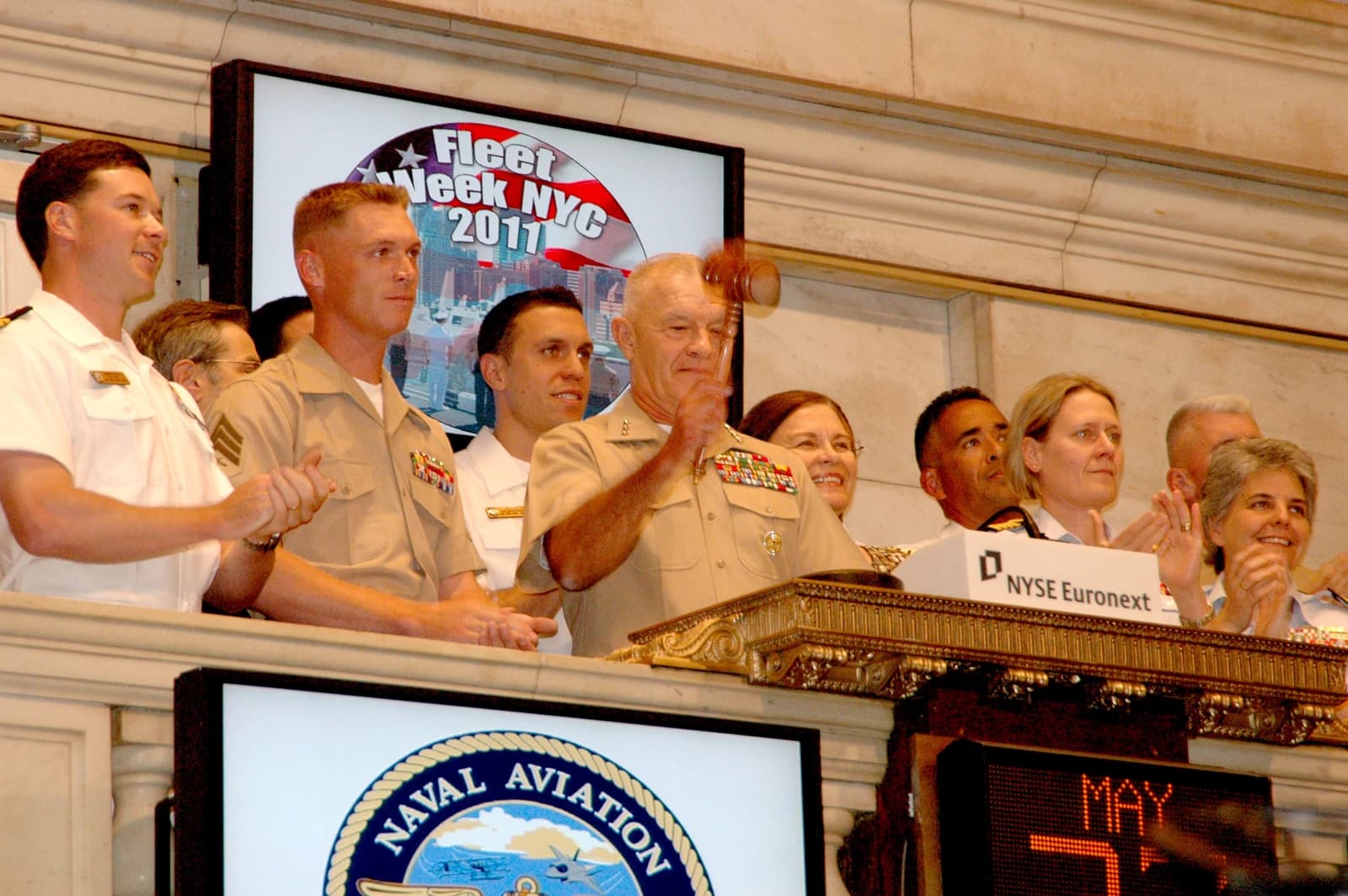 Lt. Gen Dennis Hajlik ringing the closing bell at the New York Stock Exchange.