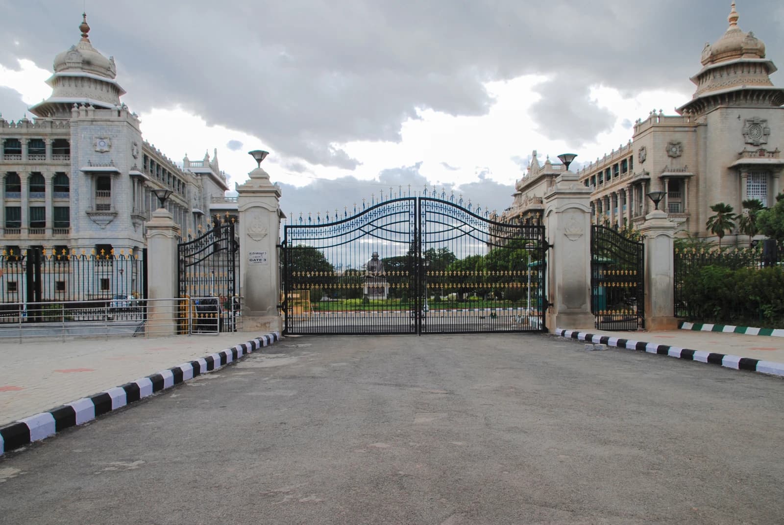 Exterior view of Vidhana Soudha, the seat of the state legislature of Karnataka.