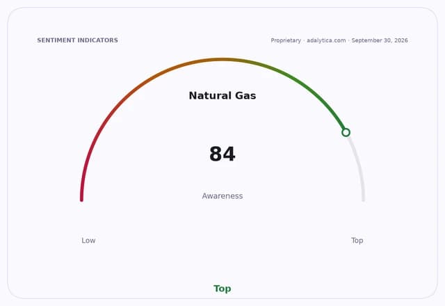 Natural Gas awareness dial reading 84, with the needle in the green 'Top' section.