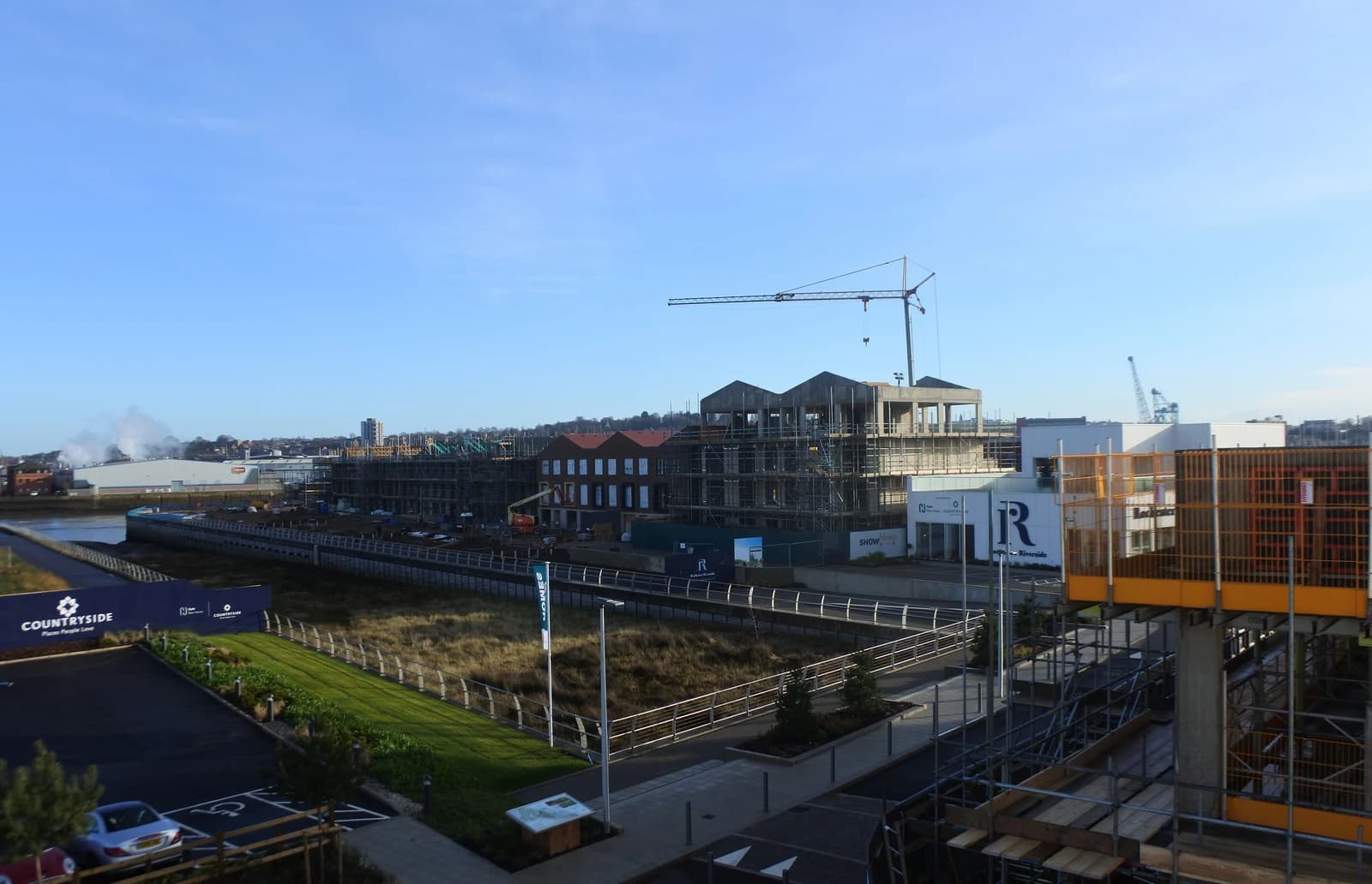 Construction of new residential homes at Rochester Riverside Development in Kent, England.