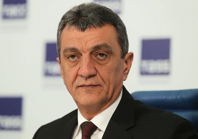 Sergey Meniaylo, a Russian politician, attends a press conference at TASS.