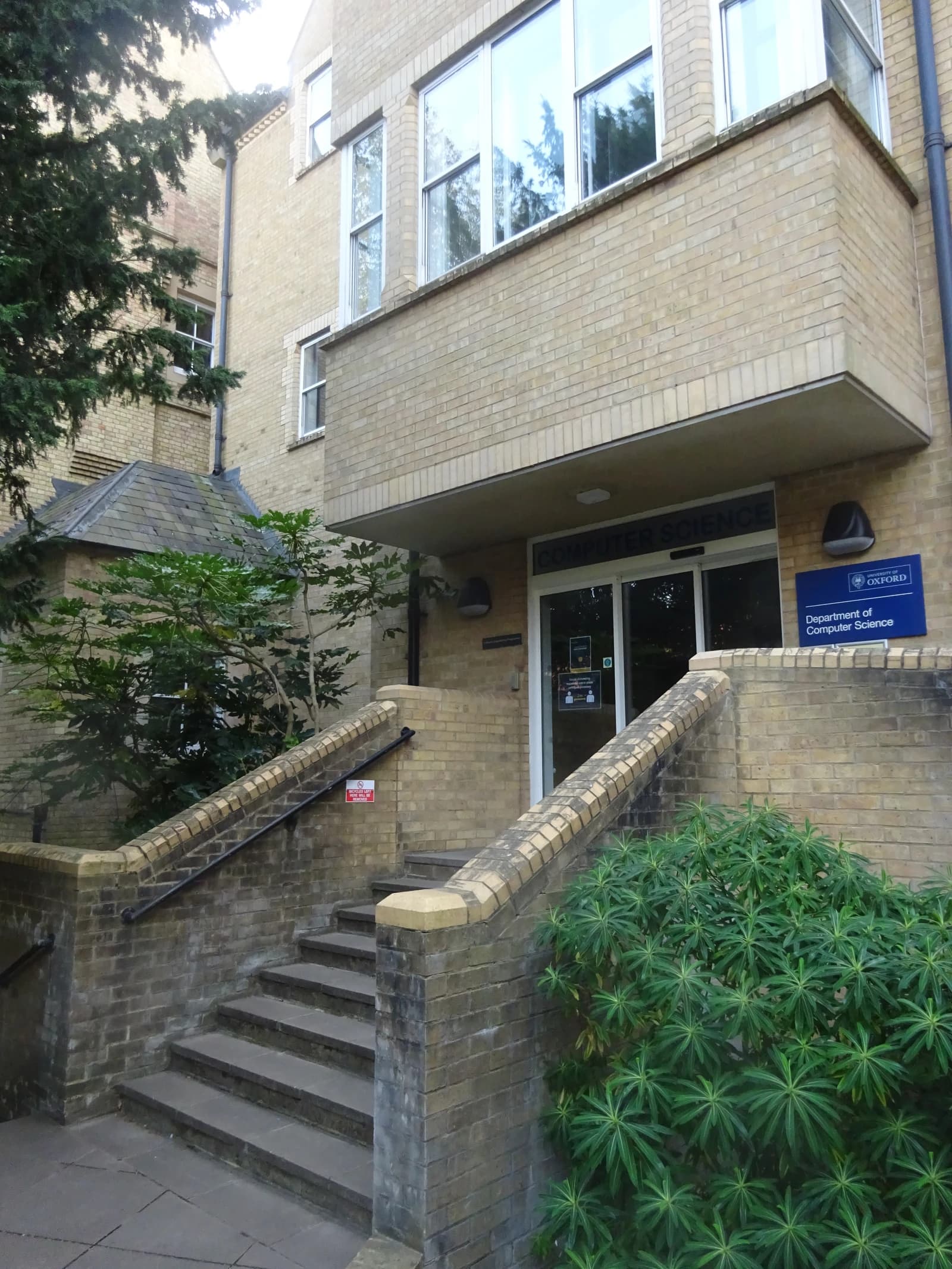 Entrance of the Wolfson Building, Department of Computer Science, University of Oxford.