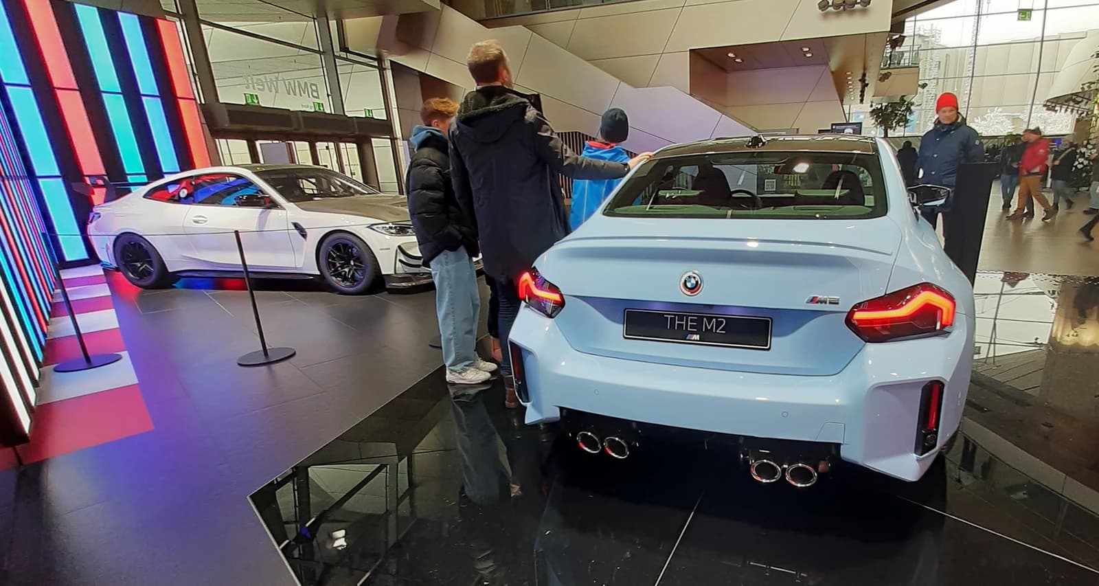 BMW M4 GT4 and BMW M2 Performance cars exhibited at the BMW Museum.