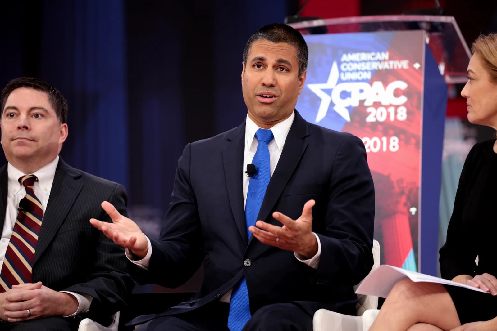 Ajit Pai, former FCC Chairman, speaking at a public event.