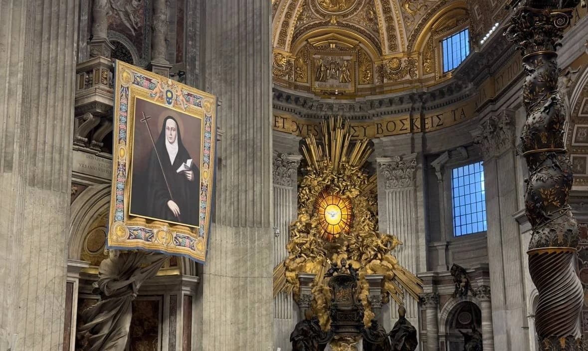 An image of Mama Antula displayed in a cathedral, possibly during her canonization.