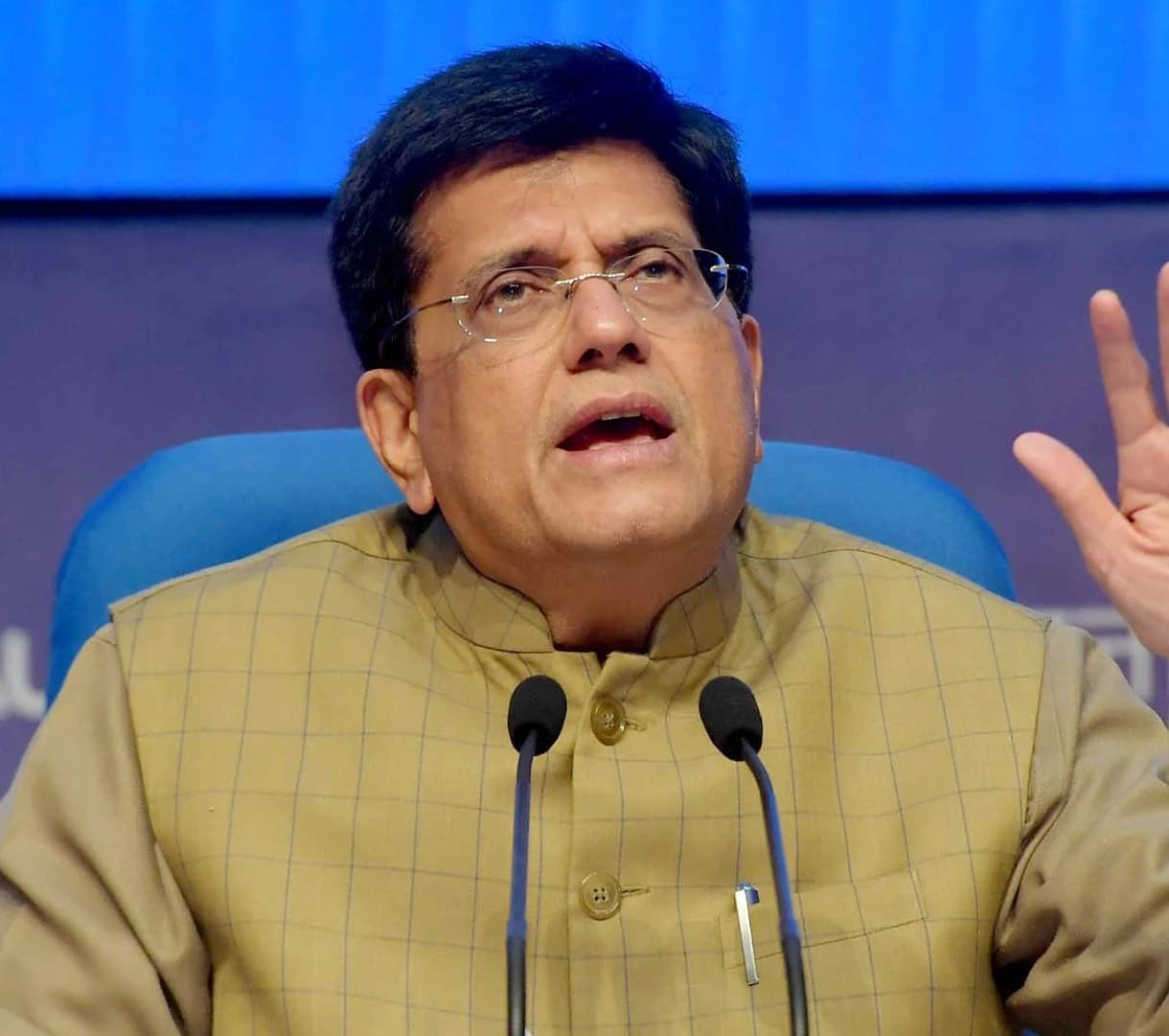 Piyush Goyal, Minister of Commerce and Industry, addressing a press conference.
