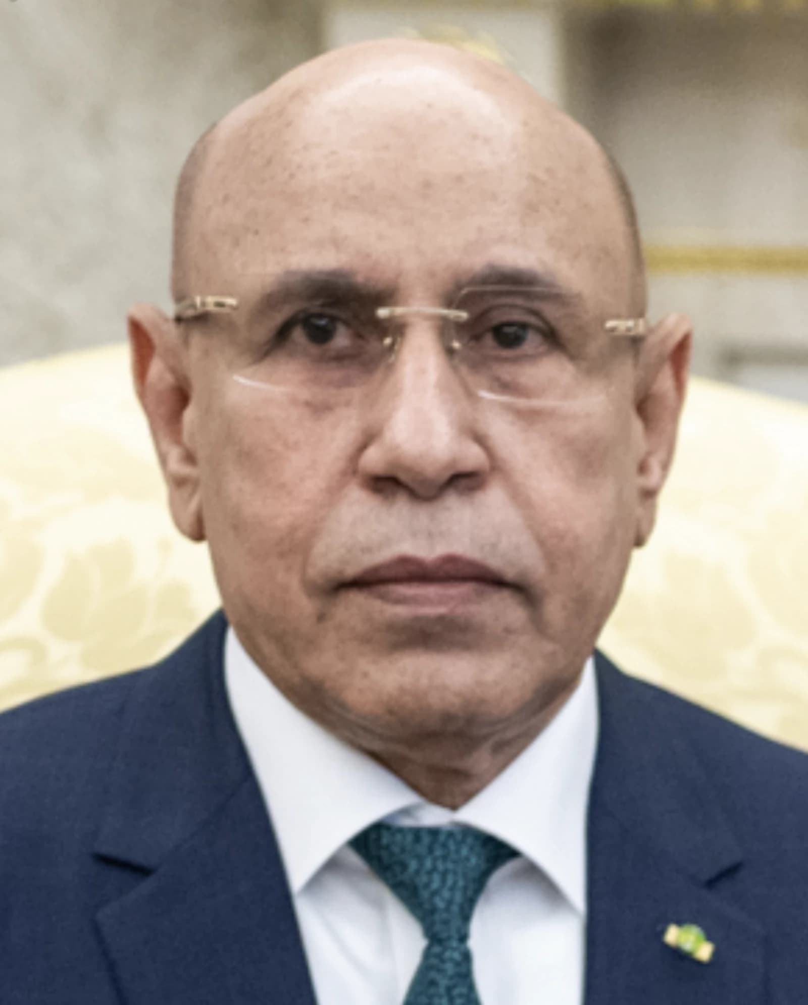 Mohamed Ould Ghazouani, President of Mauritania, looks directly at the camera.