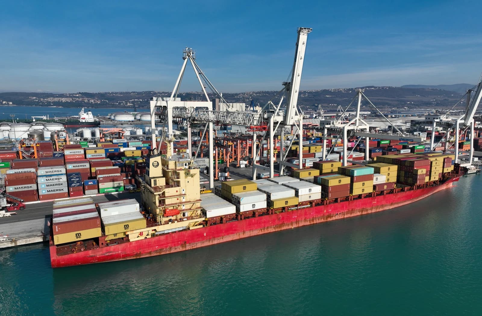 MSC HARMONY III container ship docked at Port Koper in Slovenia.