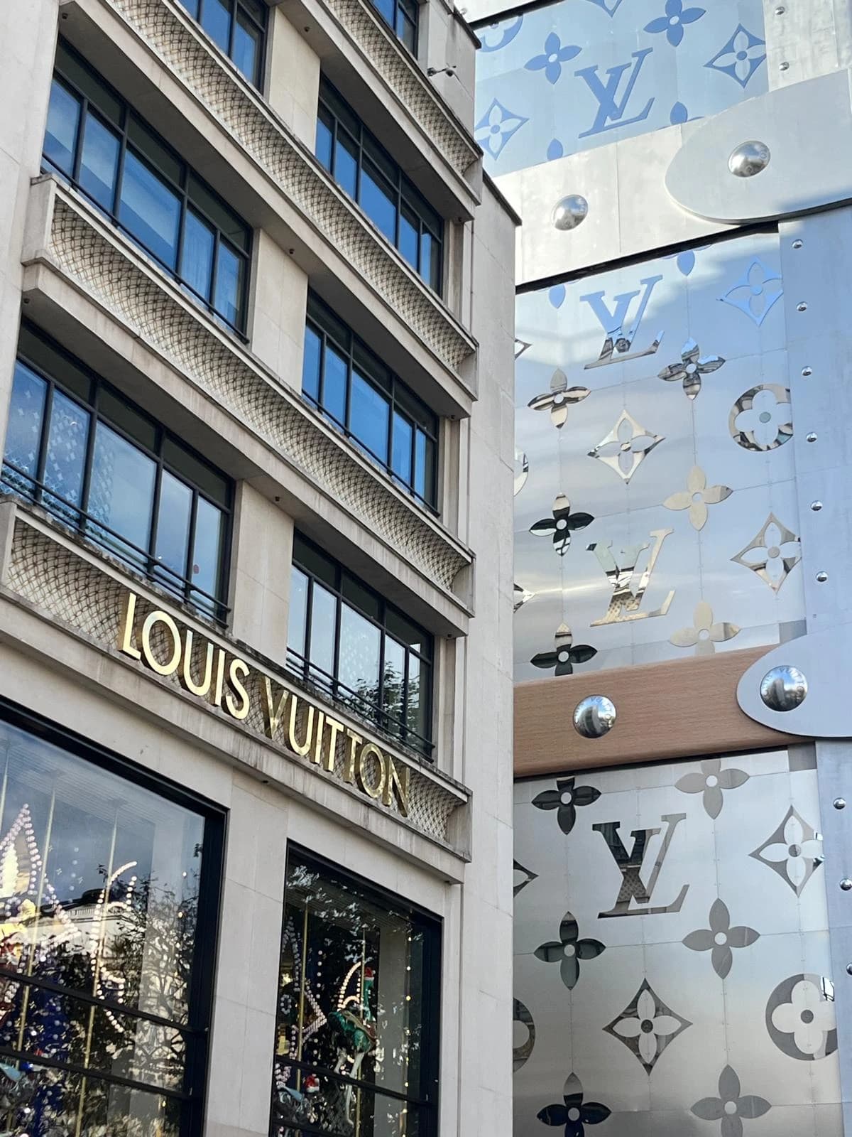 Exterior of a Louis Vuitton store in Paris, France.