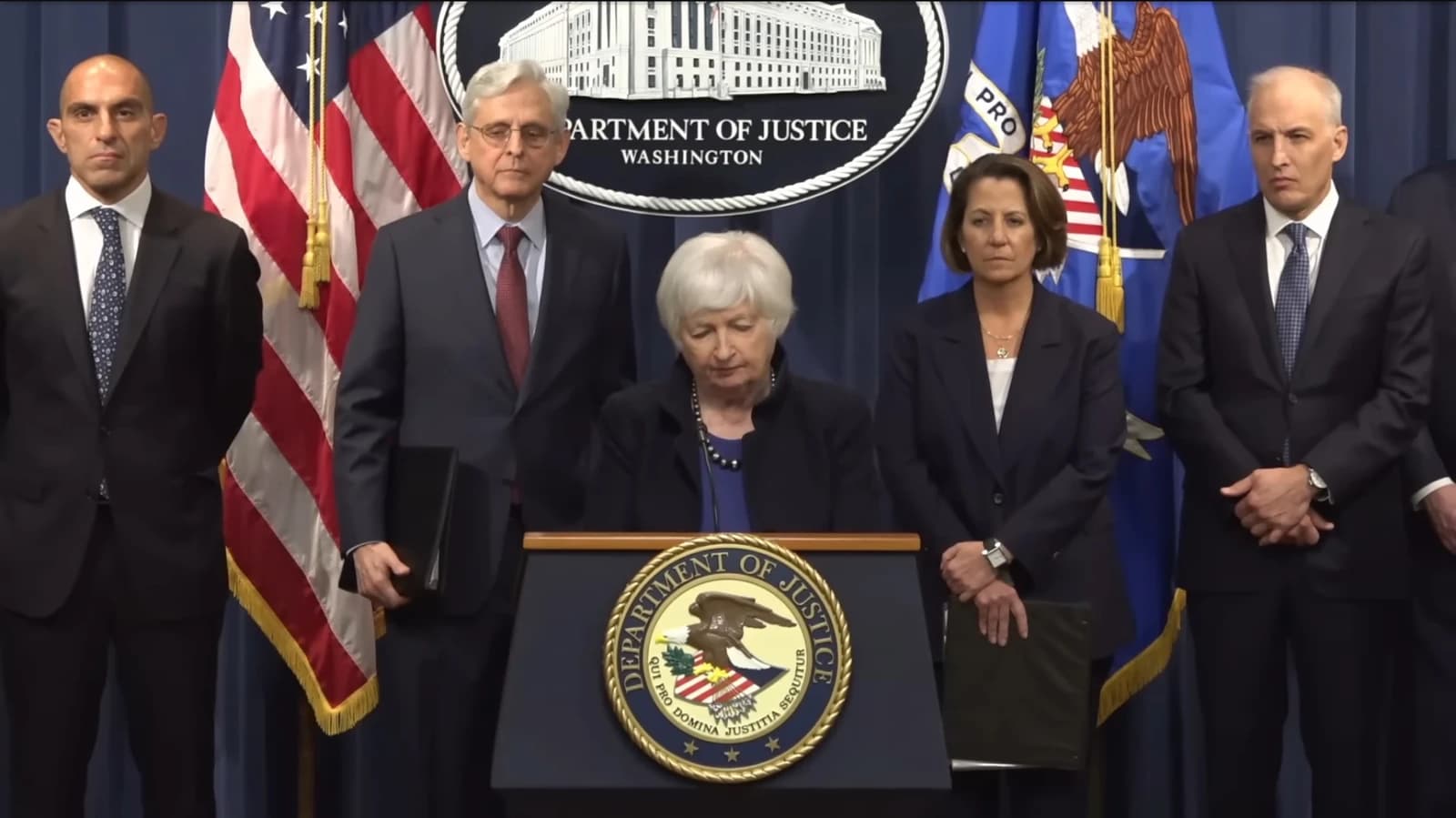 Janet Yellen, US Treasury Secretary, at a Department of Justice press conference.