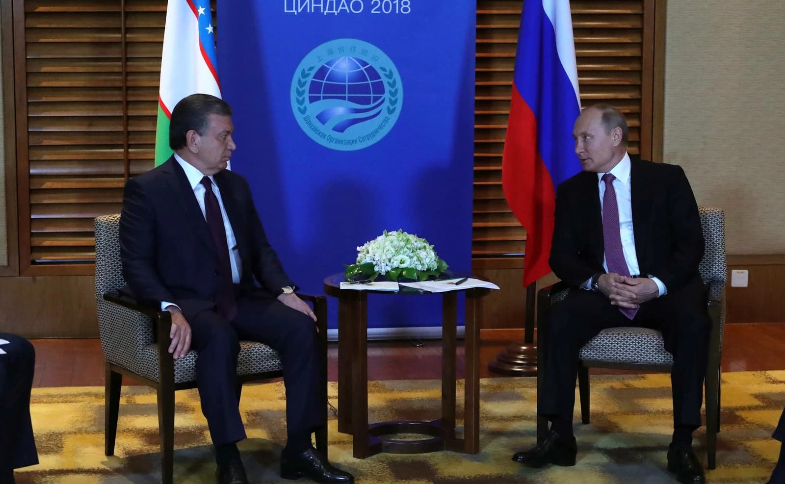 Vladimir Putin, President of Russia, meeting with Shavkat Mirziyoyev, President of Uzbekistan.
