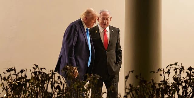Donald Trump, former US President, and Benjamin Netanyahu, Prime Minister of Israel, speaking together.