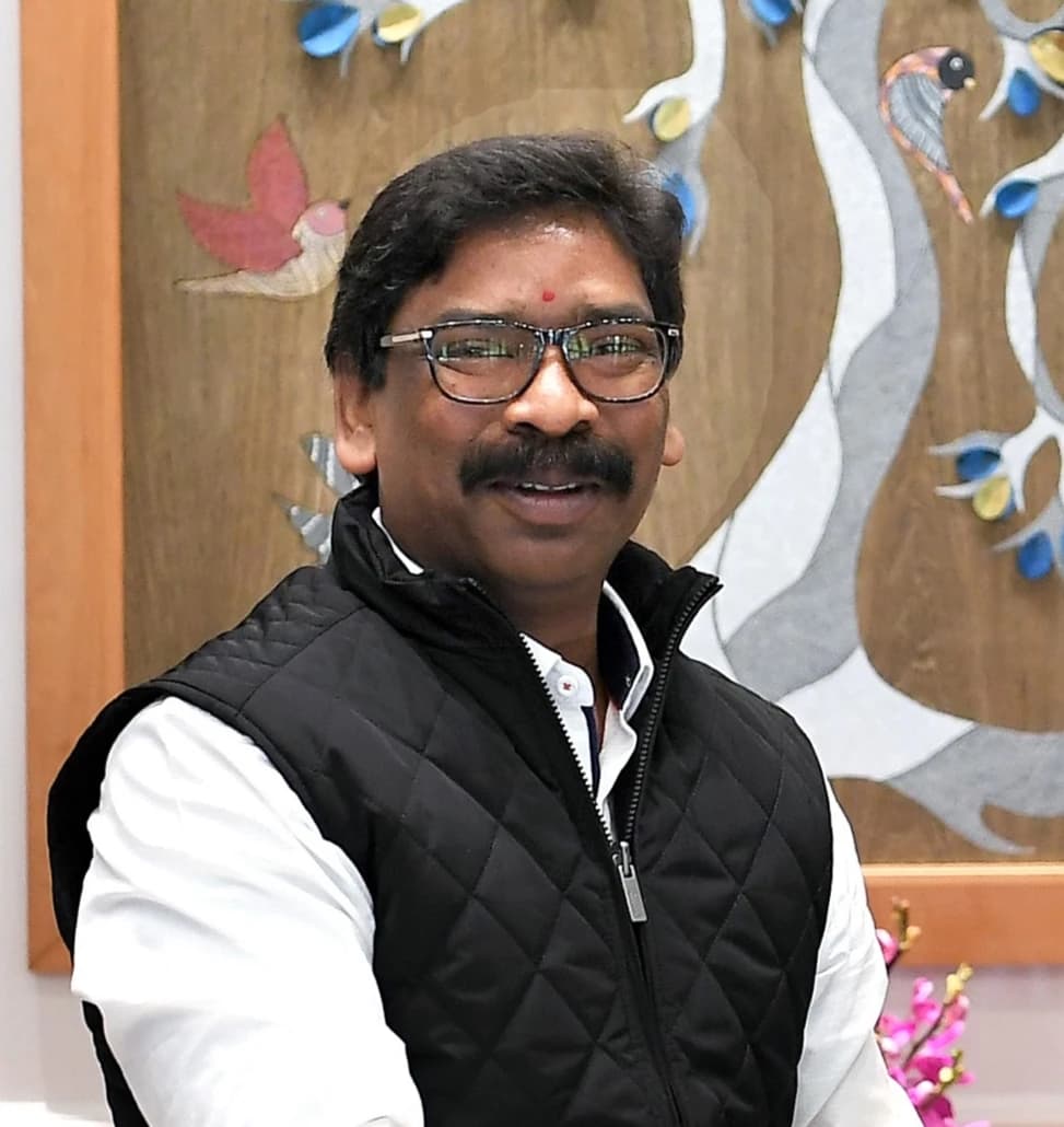 Hemant Soren, Chief Minister of Jharkhand, posing for a photograph.