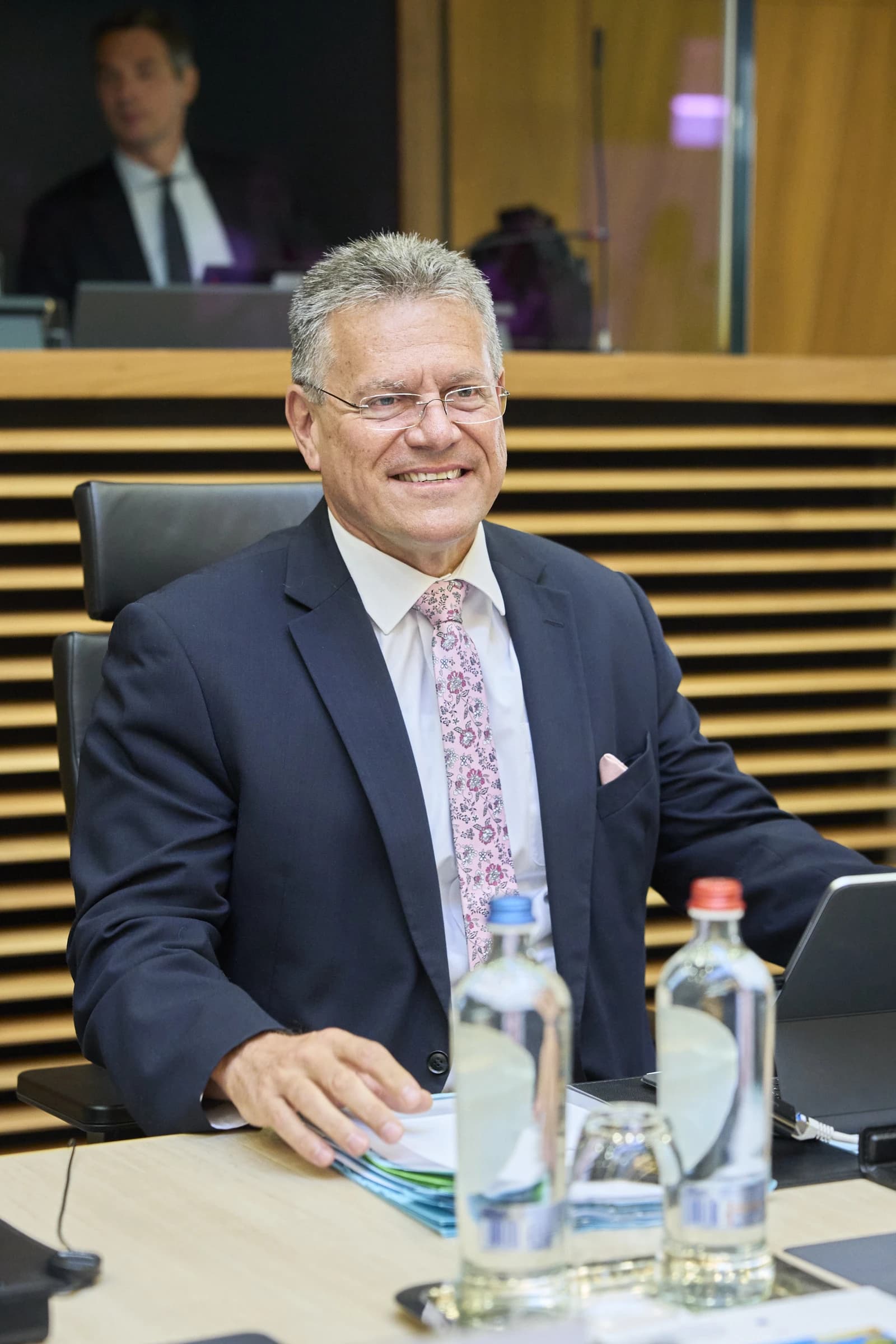 Maroš Šefčovič, European Commissioner, attending a weekly college meeting.
