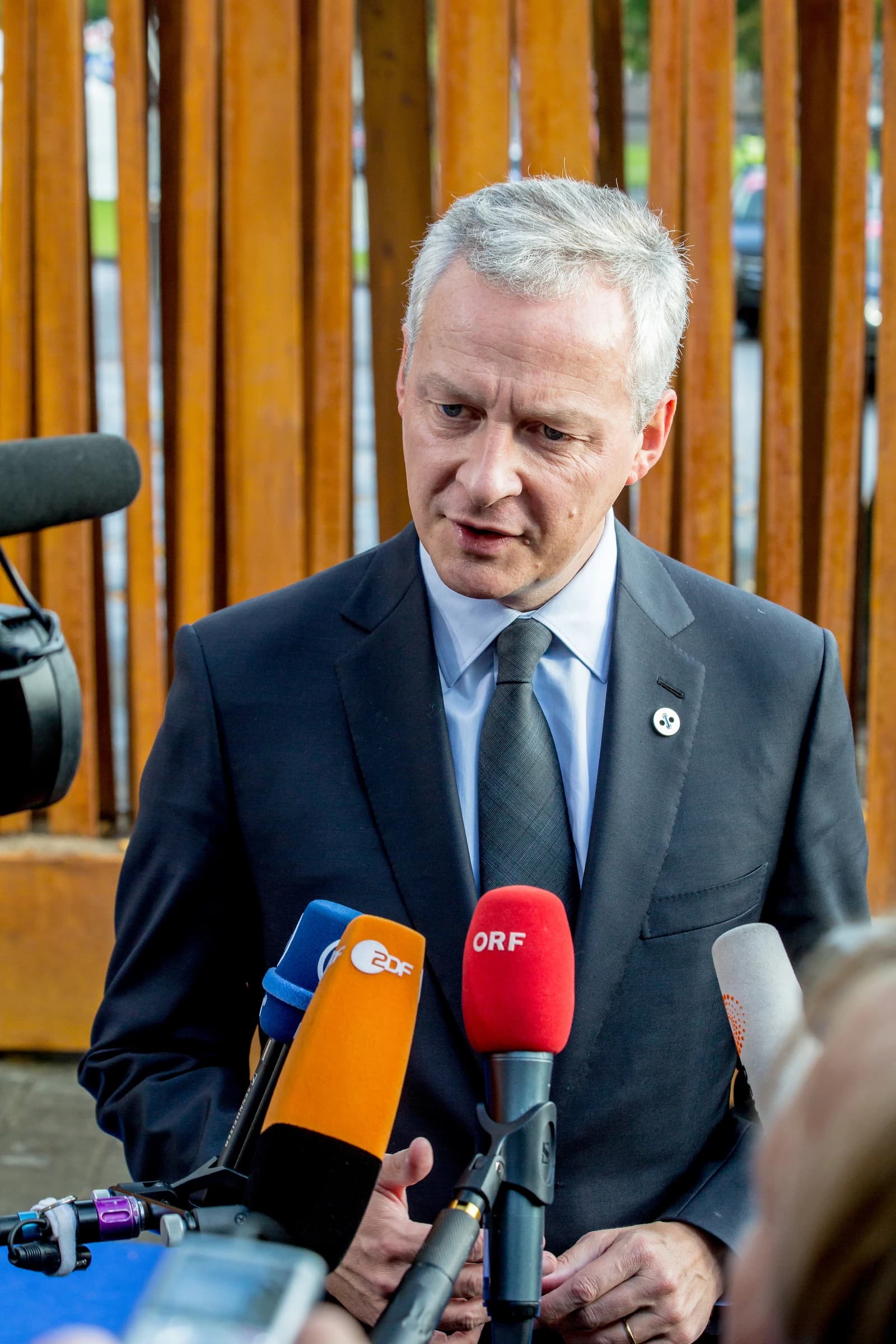 Bruno Le Maire, French Minister of Economy and Finance, speaking at a press conference.