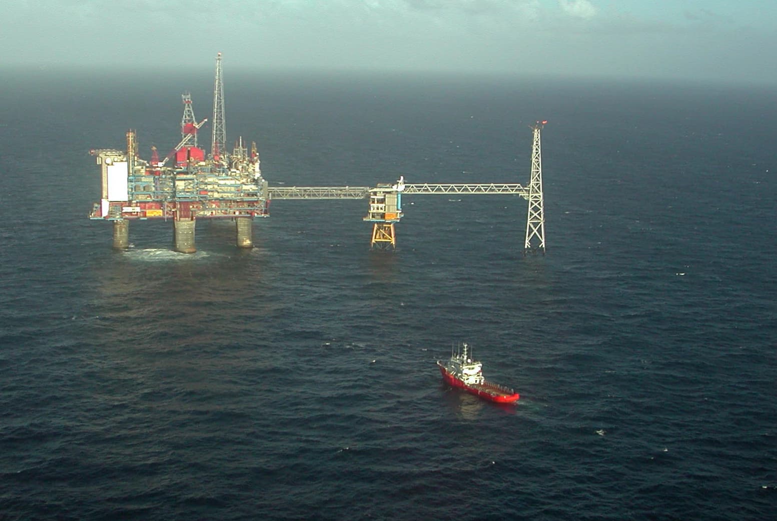 Aerial view of the Sleipner oil and gas platform in the North Sea.