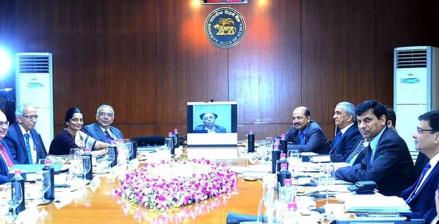 Dr. Raghuram G. Rajan, Governor of Reserve Bank of India, at a board meeting.