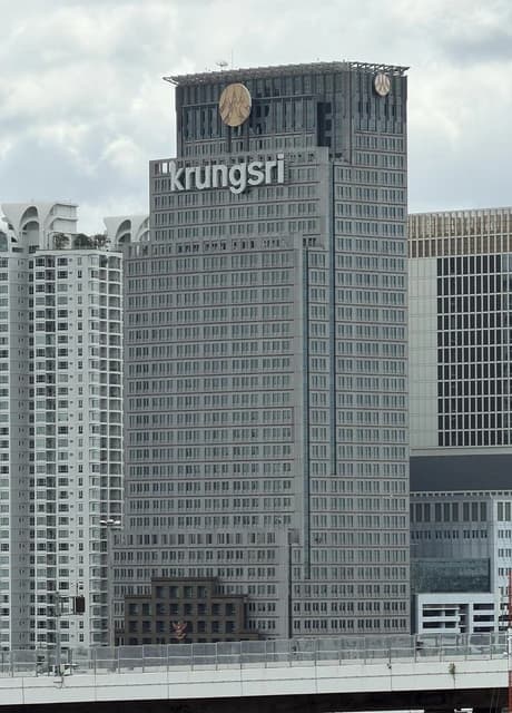Exterior of the Bank of Ayudhya Head Office building, a tall grey skyscraper.
