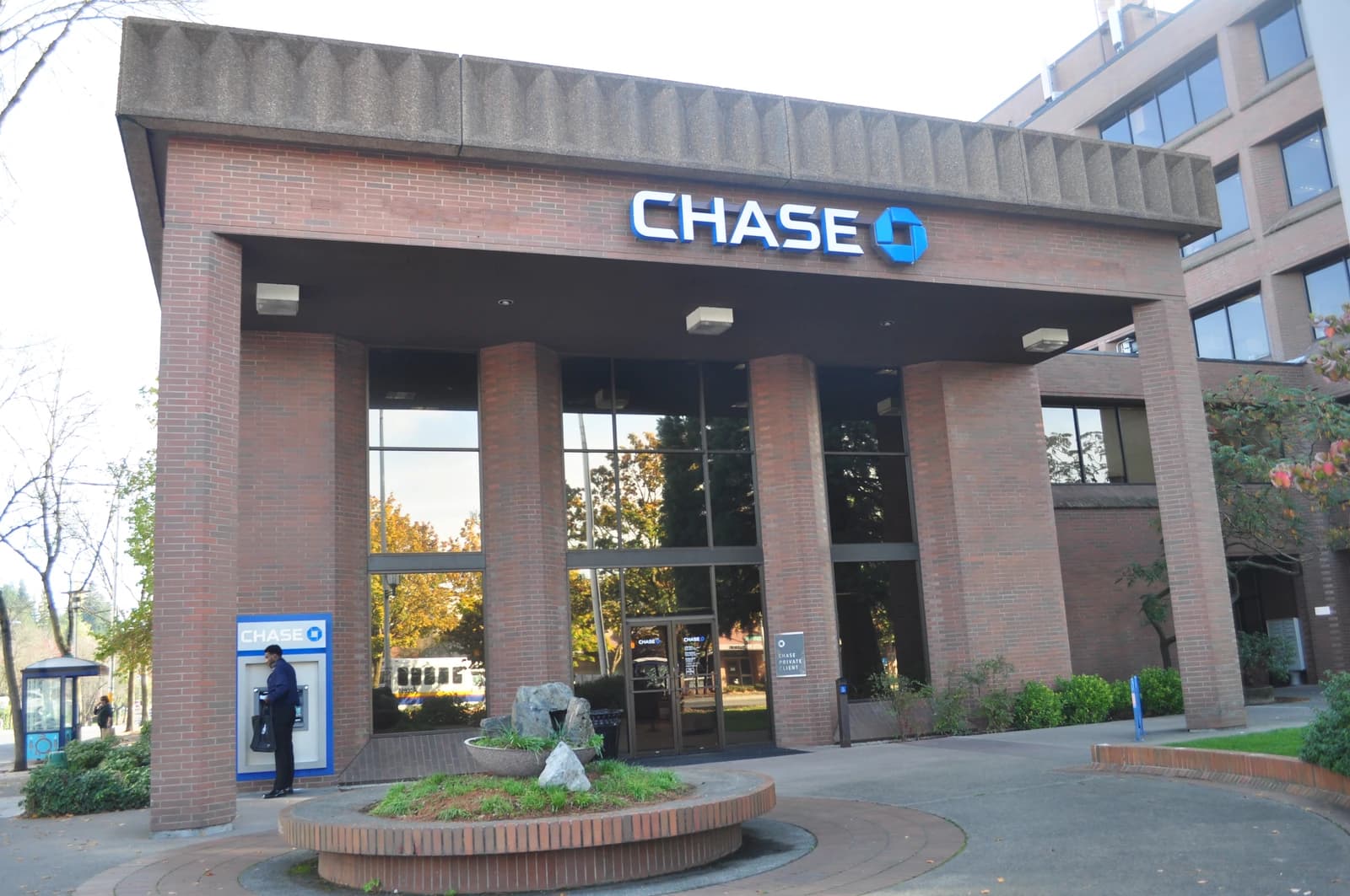 Exterior of a Chase Bank branch building in Seattle's Lake City neighborhood.
