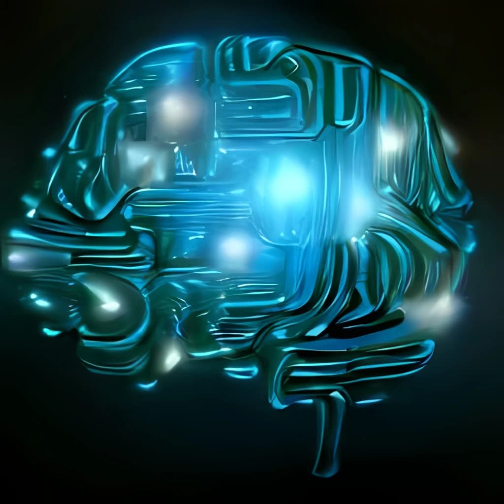Abstract glowing blue representation of a brain or complex neural network.