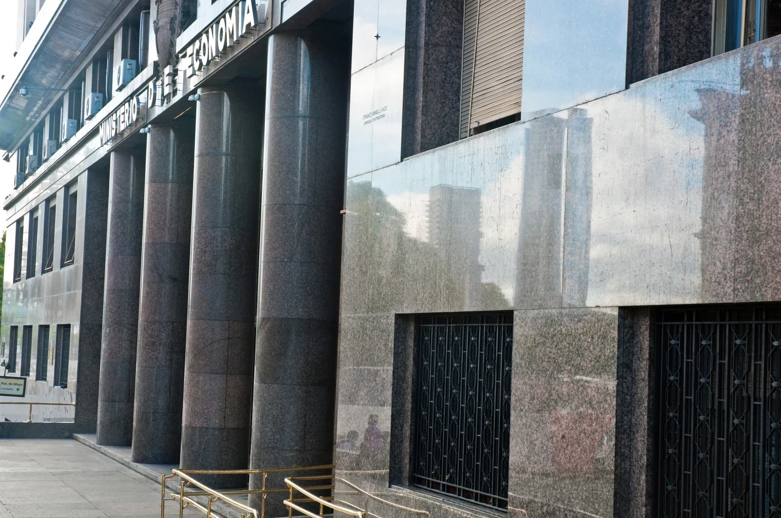 Ministry of the Economy building facade in Buenos Aires, Argentina.