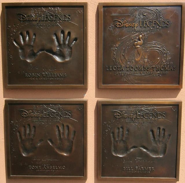 Bronze plaques for Disney Legends at Walt Disney Studios, Burbank, California.