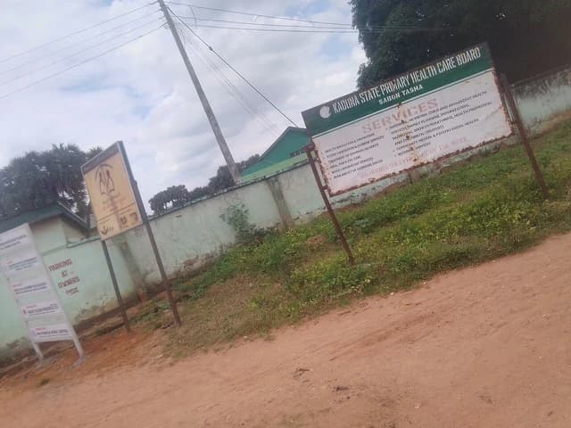 Exterior view of Sabo Primary Healthcare Center building and signage.